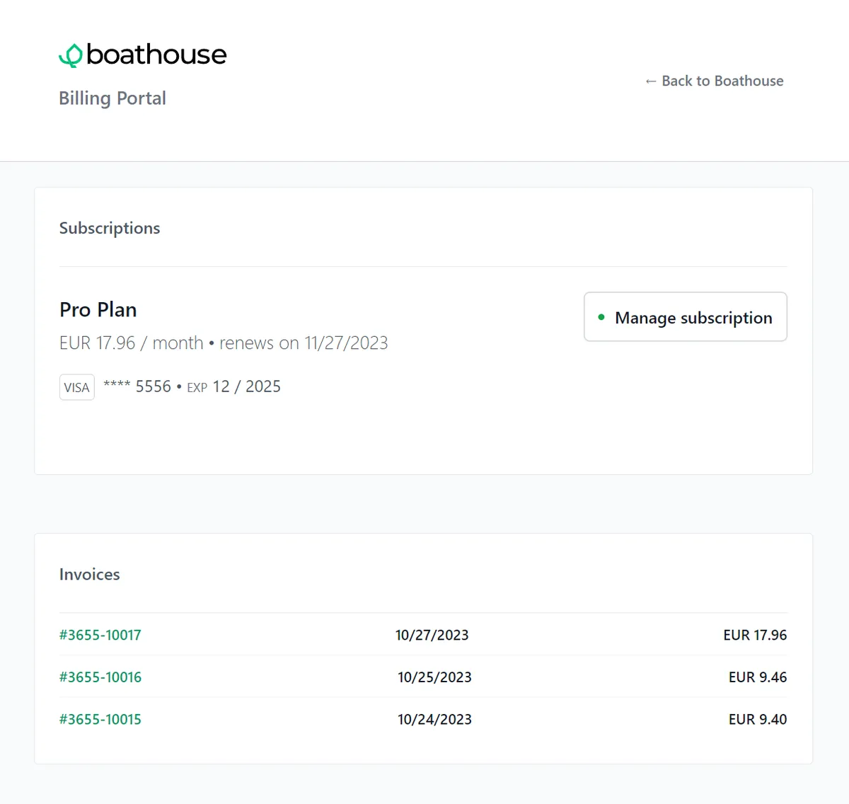 Product screenshot of boathouse