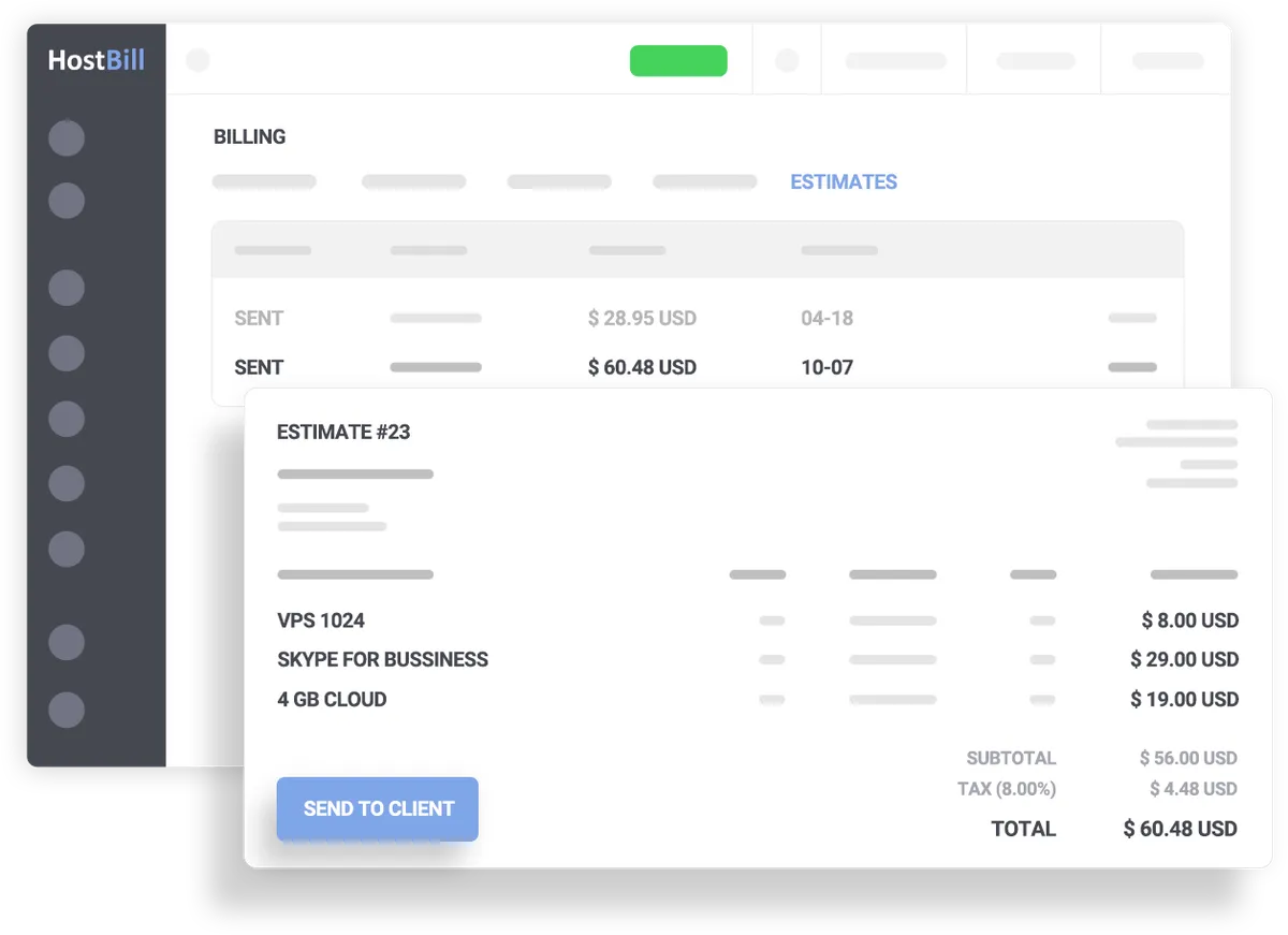 Product screenshot of hostbill