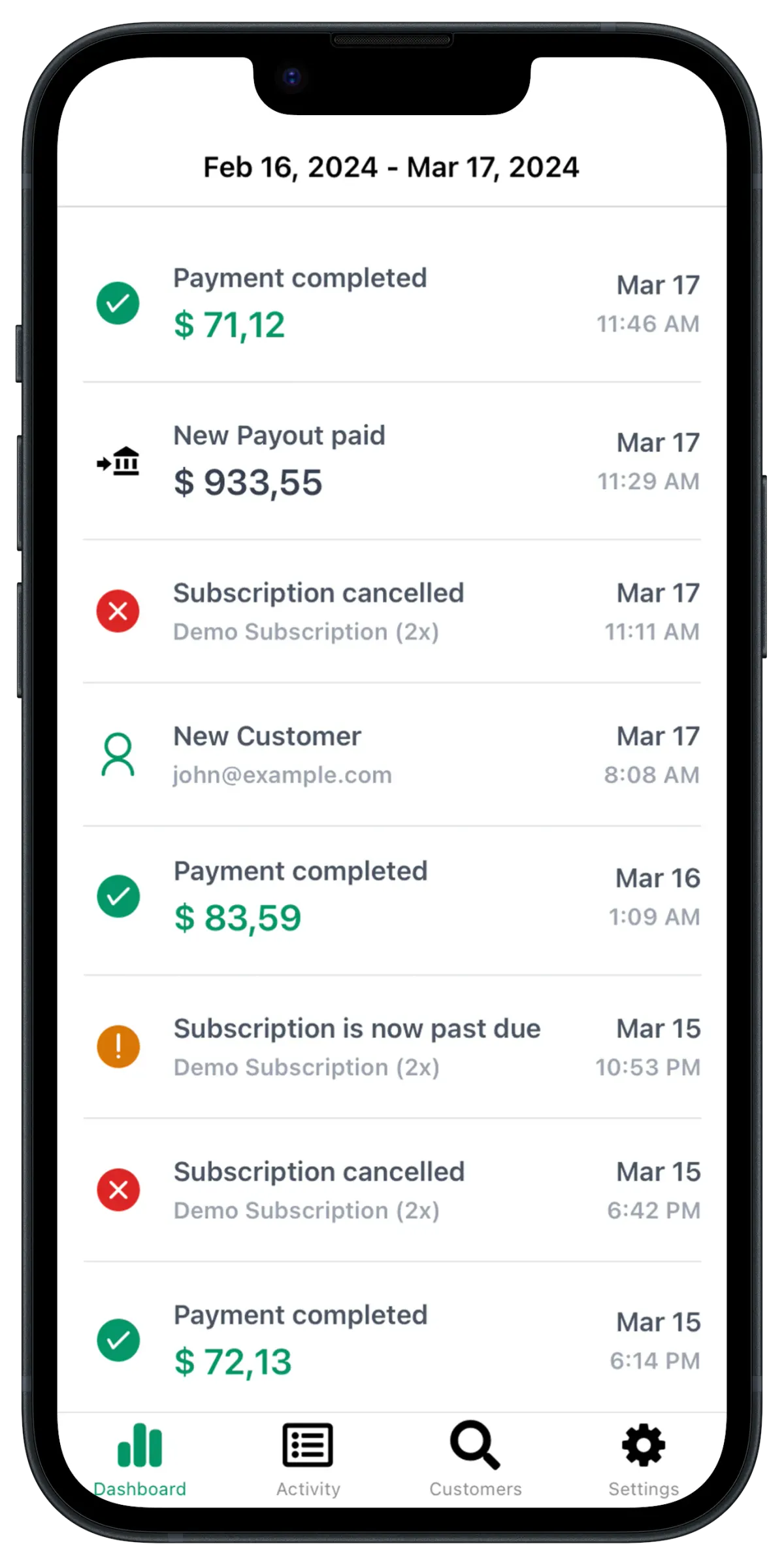 Product screenshot of mobile-payments-dashboard