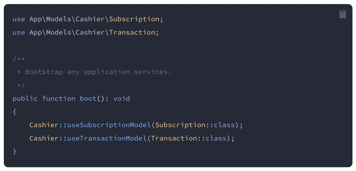 Product screenshot of laravel-cashier