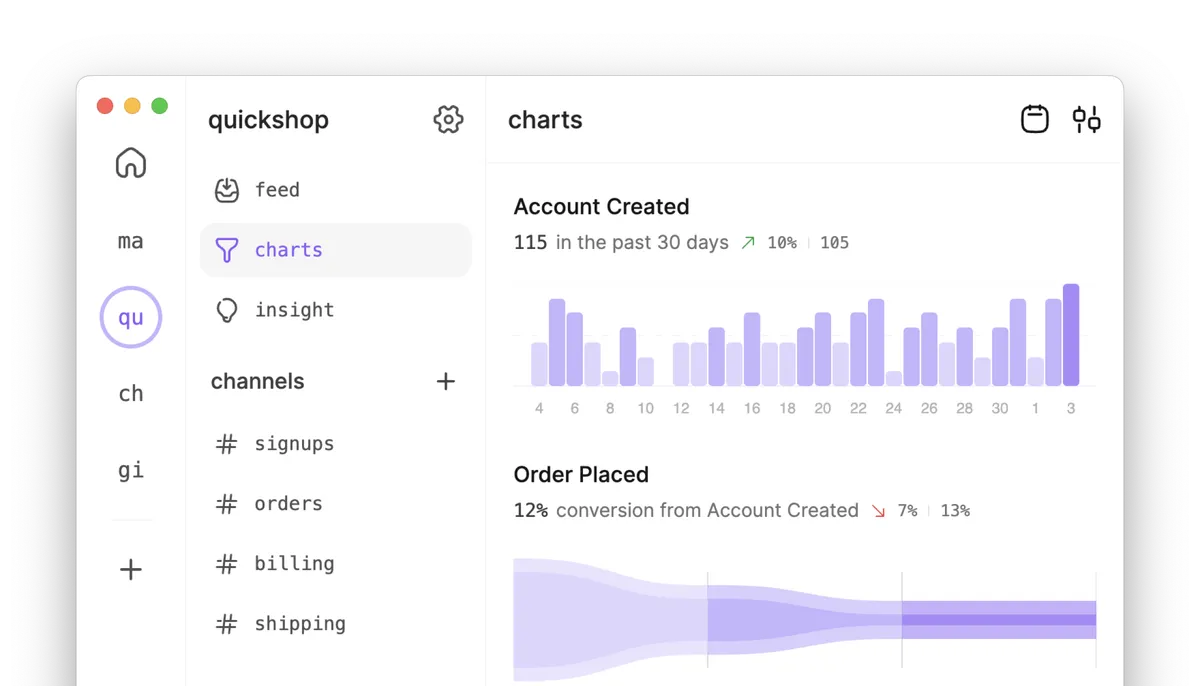 Product screenshot of logsnag