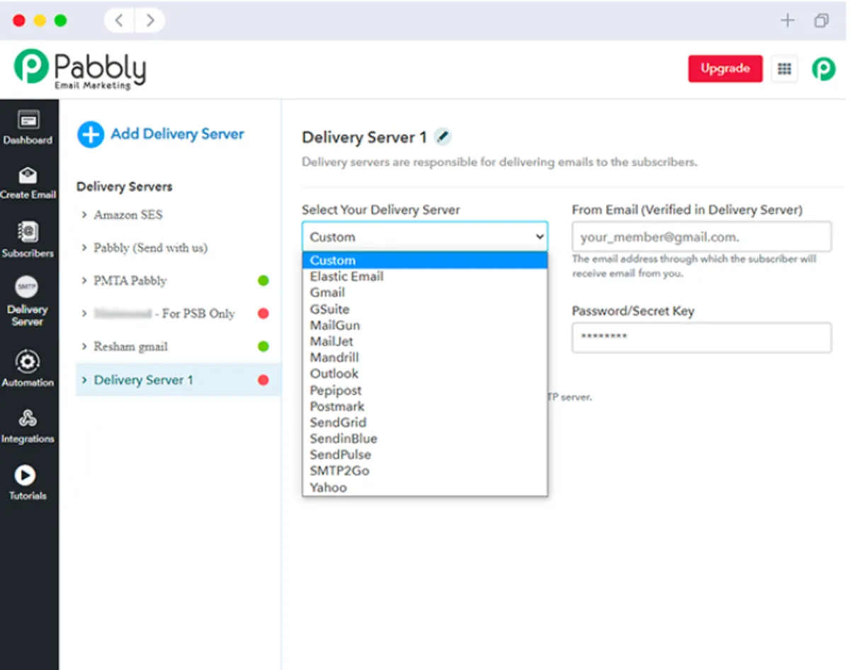 Product screenshot of pabbly