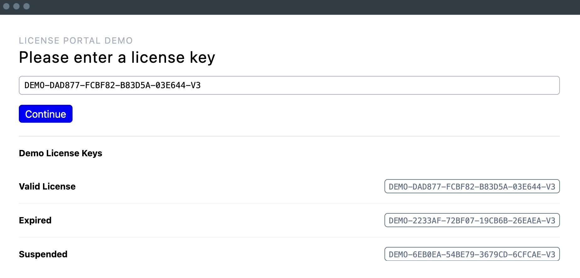 Keygen screenshot