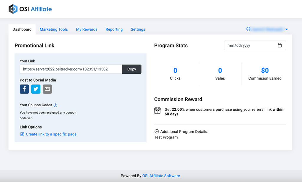 OSI Affiliate screenshot